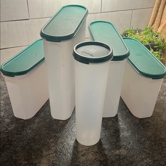 Tupperware White and Green Food Storage Containers. Modular Mates.. - Picture 1 of 5